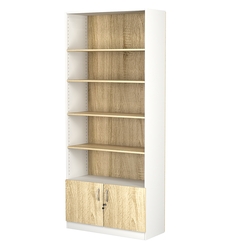 Стеллаж из ДСП с 4-мя полками 400x900 мм серии LEVEL-4 №14 (З/C - ДВП), Белый + Дуб Сонома