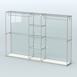 Торговая система ХРОМ (задняя стенка - стекло) 3030 мм с прозрачными полками и поручнями №4, Белый