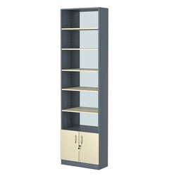 Стеллаж из ДСП с 5-ю полками 250x600 мм серии LEVEL-5 №4-2 (З/C - ЗЕРКАЛО), Темно-серый + Крем Вайс