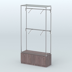 Торговая система ХРОМ без ДСП 1200 мм №3-1 с тумбой Т-11 и поручнями, Ясень Анкор темный