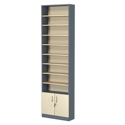 Стеллаж из ДСП с 8-ю полками 200x600 мм серии LEVEL-8 №3 (З/C - ДВП), Темно-серый + Крем Вайс