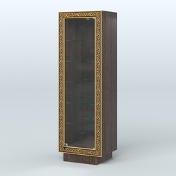 Низкая витрина с декором и пятью прозрачными полками НБА-503, Дуб Венге