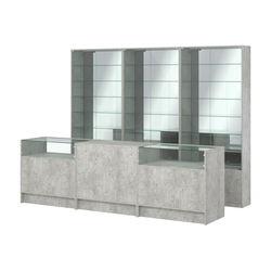 Комплект витрин с регулировочными полками NE-6 №12-2 и прилавков ЭК-2, Метрополитан Грей