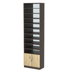 Стеллаж из ДСП с 9-ю полками 300x600 мм серии LEVEL-9 №5-2 (З/C - ЗЕРКАЛО), Дуб Венге + Дуб Сонома