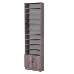 Стеллаж из ДСП с 9-ю полками 200x600 мм серии LEVEL-9 №3 (З/C - ДВП), Ясень Анкор темный