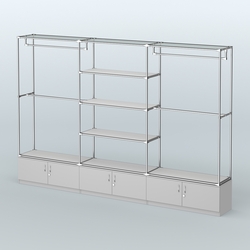 Торговая система ХРОМ без ДСП 3600 мм с тумбами Т21, полками ДСП и поручнями №2, Серый