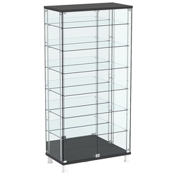 Витрина РОНДО с регулировочными полками №4-6-РЕГ на ножках (задняя стенка зеркало), Черный