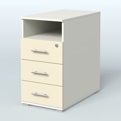 Тумба приставная с 3 ящиками (метабокс) и нишей с замком без топа Индиго Вуд, цвет белый + дуб светлый, Белый + Крем Вайс