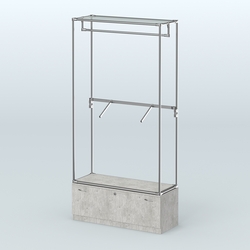 Торговая система ХРОМ без ДСП 1200 мм №2-1 с тумбой Т-11 и поручнями, Метрополитан Грей