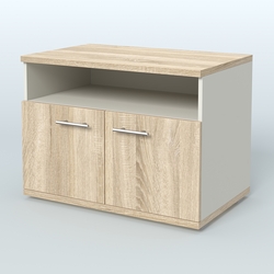 Тумба под оргтехнику, цвет дуб шамони темный, Белый + Дуб Сонома