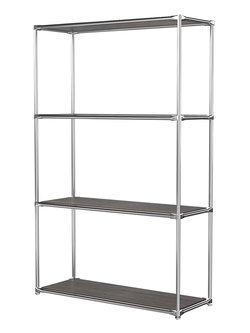 Хромированный стеллаж СТИЛЬ №1г с полками ДСП 16 мм, Дуб Венге