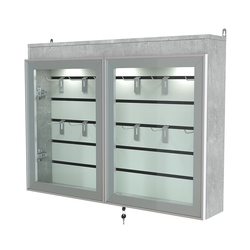 Витрина настенная №3-2Б широкая со встроенной подсветкой  серии Collecto, Метрополитан Грей