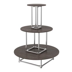 Торговый хромированный остров ПИРАМИДА №4 (полки ДСП 16мм), Дуб Венге