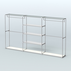 Торговая система ХРОМ без ДСП 3600 мм с зеркальными полками и поручнями №2, Белый