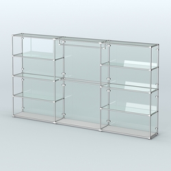 Торговая система ХРОМ (задняя стенка - стекло) 3600 мм с прозрачными полками и поручнями №1, Серый