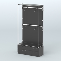 Торговая система ХРОМ (задняя стенка - ДСП) 1200 мм №3-2 с тумбой Т-14 и поручнями, Черный