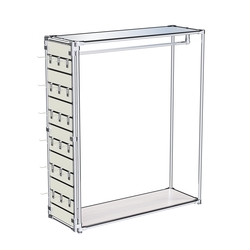 Хромированный стенд-вешало ETD-10 №1-4 (торец-ЭП) с полкой Зеркало 4мм, Ясень Анкор светлый