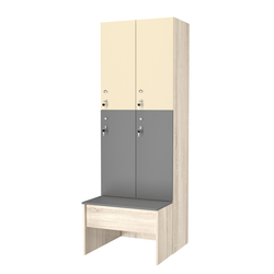 Шкаф для раздевалок со скамейкой КОМБО-Дуо №2-1, Дуб сонома + Крем Вайс + Темно-серый