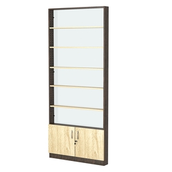 Стеллаж из ДСП с 5-ю полками 100x900 мм серии LEVEL-5 №8-1 (З/C - СТЕКЛО), Дуб Венге + Дуб Сонома