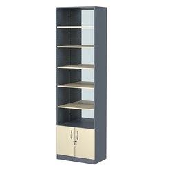 Стеллаж из ДСП с 5-ю полками 350x600 мм серии LEVEL-5 №6-2 (З/C - ЗЕРКАЛО), Темно-серый + Крем Вайс