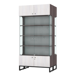 Витрина Монти №5 двусторонняя, Ясень Анкор темный + Ясень Анкор светлый