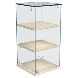 Витрина Истра настольная №21-ДП с прямыми полками из ДСП, Крем Вайс