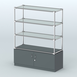 Островная торговая система ХРОМ 1200 мм с тумбами №5, Темно-Серый