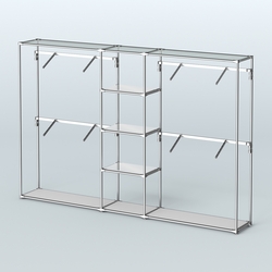 Торговая система ХРОМ без ДСП 3030 мм с зеркальными полками и поручнями №8, Серый