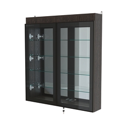 Витрина настенная №4-4А зеркальная с подсветкой серии Collecto, Дуб Венге