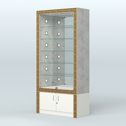 Витрина центральная с декором №ВБА-503С, Метрополитан Грей + Белый