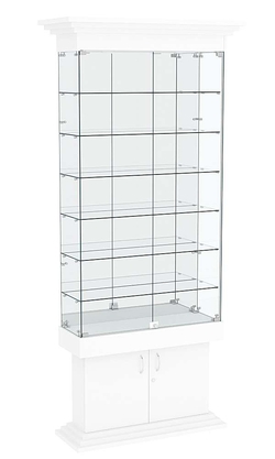 Витрина узкая с 6-ю полками и подсветкой ДОНЖОН №32, Белый