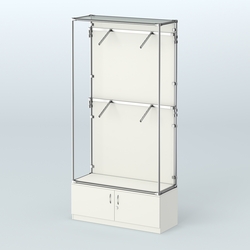 Торговая система ХРОМ (задняя стенка - ДСП) 1200 мм №3-4 с тумбой Т-21 и поручнями, Белый