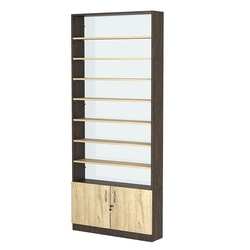 Стеллаж из ДСП с 7-ю полками 200x900 мм серии LEVEL-7 №10-1 (З/C - СТЕКЛО), Дуб Венге + Дуб Сонома