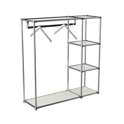 Хромированный стенд-вешало TD-43 №1-4 Хром с полками Зеркало 4мм, Белый