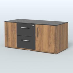 Тумба двусторонняя с отсеком и двумя открытыми полками Платинум Персонал, Орех + Черный