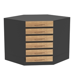 Торговый стол-прилавок внутренний с фасадными панелями №15Э, Черный + Дуб Канзас коричневый