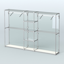 Торговая система ХРОМ (задняя стенка - стекло) 3600 мм с зеркальными полками и поручнями №12, Белый