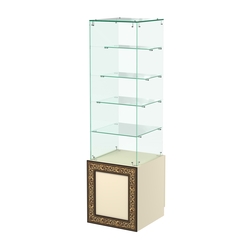 Стеклянный прилавок с дверкой и декором №СПБА-208, Крем Вайс