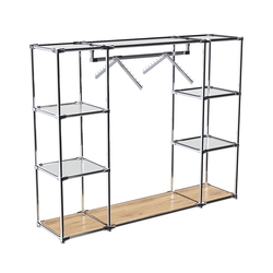 Хромированный стенд-вешало TD-47 №1-4 Хром с полками Зеркало 4мм, Дуб Золотистый