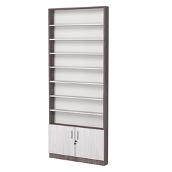 Стеллаж из ДСП с 7-ю полками 100x900 мм серии LEVEL-7 №8 (З/C - ДВП), Ясень Анкор темный + Ясень Анкор светлый