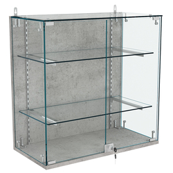 Витрина настенная НЕО №1-1 с двумя полками, Бетон Чикаго светло-серый F186 ST9