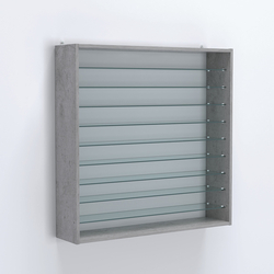 Витрина настенная №204-5Г открытая с девятью прозрачными полками, Бетон Чикаго светло-серый F186 ST9