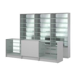 Комплект витрин с наклонными полками SL-6 №12-2 и прилавков ЭК-4, Серый