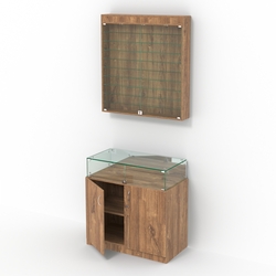 Комбинированный прилавок-витрина с дверками из прозрачного стекла КПВ-14-07, Дуб Канзас коричневый