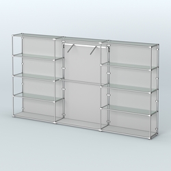 Торговая система ХРОМ (задняя стенка - ДСП) 3600 мм с прозрачными полками и поручнями №9, Серый