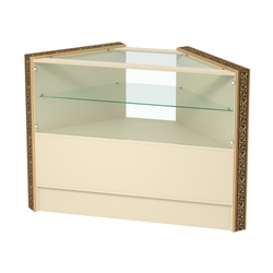 Недорогой прилавок угловой с декоративными молдингами №ПДМ-9, Крем Вайс