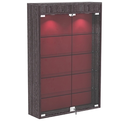 Настенная витрина с бархатом серии БАРОН №2-3А (четыре полки), Ясень Анкор темный + 07 Red