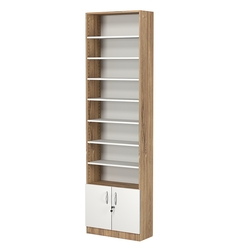 Стеллаж из ДСП с 7-ю полками 250x600 мм серии LEVEL-7 №4 (З/C - ДВП), Дуб Канзас коричневый + Белый