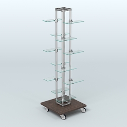 Торговый стенд для обуви с прозрачными полками ЛЕСЕНКА №1-2, Дуб Венге