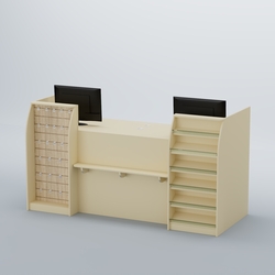 Ресепшен Атлант с фасадными наклонными полочками и экономпанелью №5, Крем Вайс и Дуб Сонома U2236-5